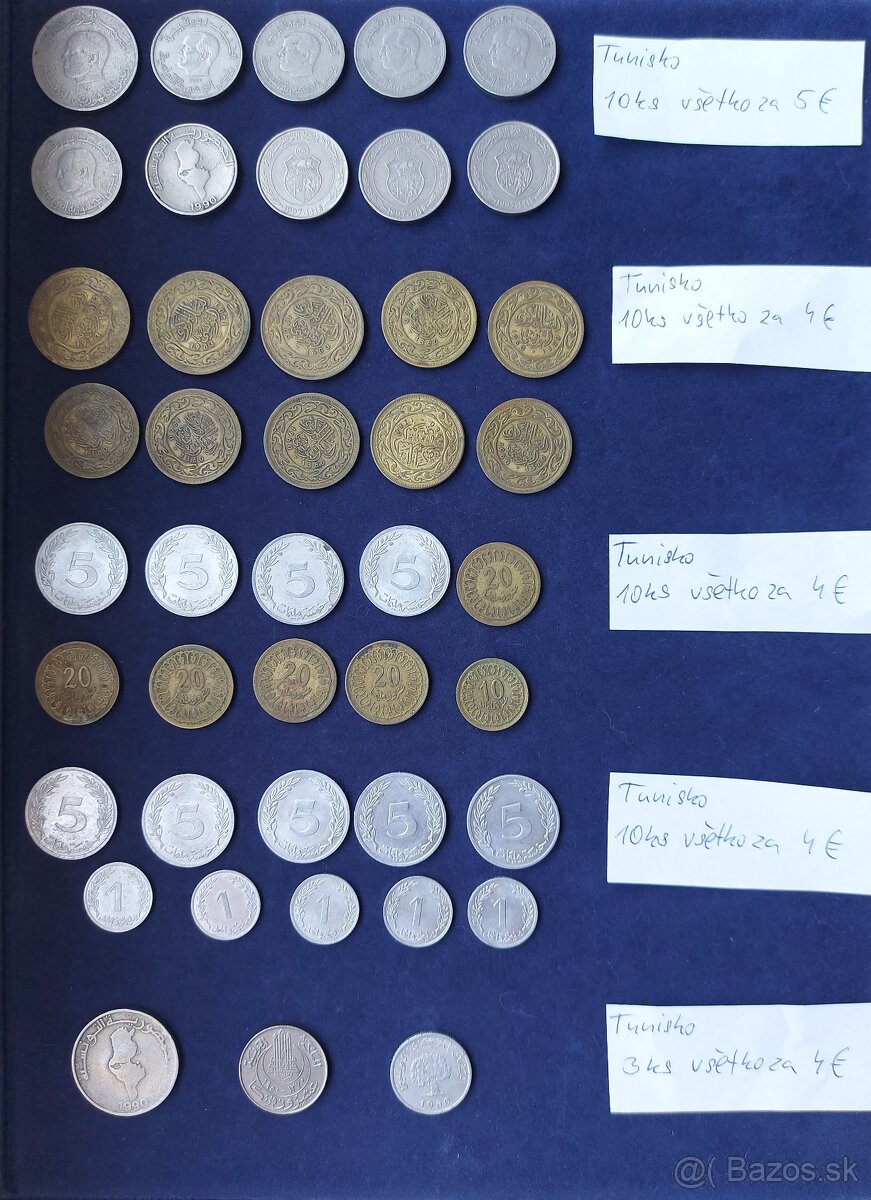 Zbierka mincí - Tunisko, Taliansko, Kanada, striebro ostrovy