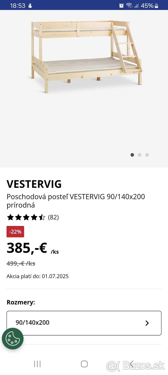 Detská poschodová posteľ
