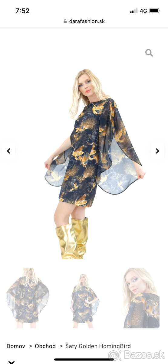 Elegantne Šaty Dara fashion zlaté kolibríky