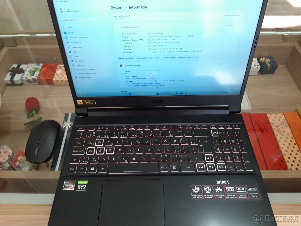 Herný notebook ACER NITRO 5 16GB Ram, 144hz, 1TB úložisko
