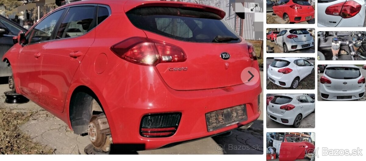 KIA CEED 1.4 CRDI 2015 predám DVERE, MOTOR D4FC, PIATE DVERE