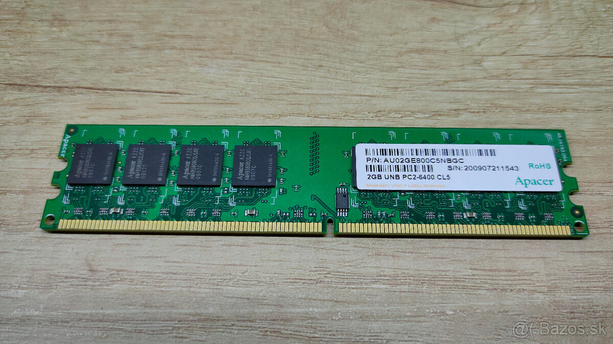 2 GB DDR2-RAM 240-pin PC2-6400U non-ECC CL5 'Apacer P/N: AU0