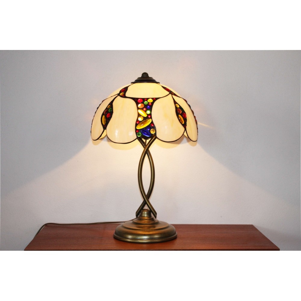 Tiffany stolní vitrážová lampa- nová