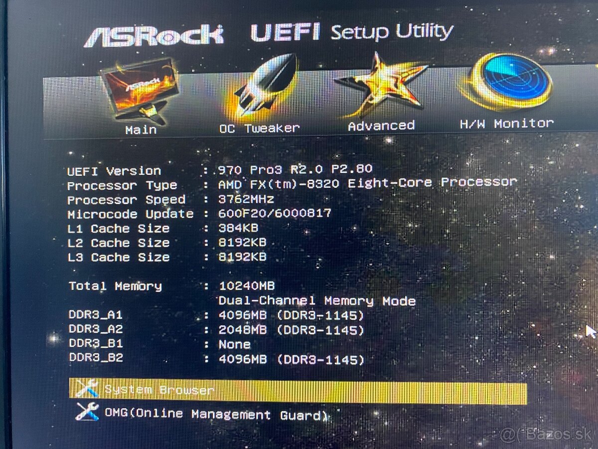 Predám základnú dosku + procesor + rám ASrock 970 pro