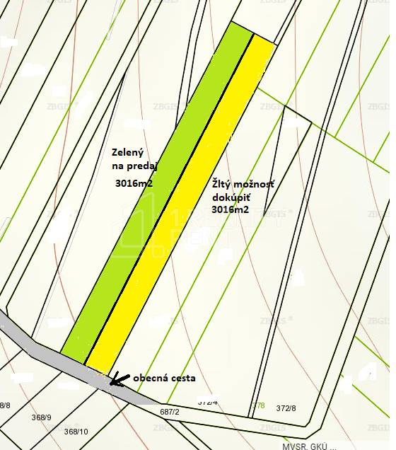 Predaj: Pozemok TTP 3016m2 v extraviláne obce Dolný Vadičov