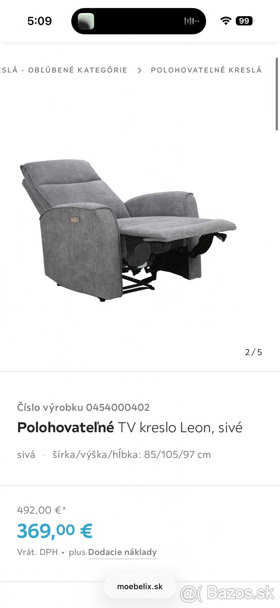 Predám Elektrické polohateľné kreslo