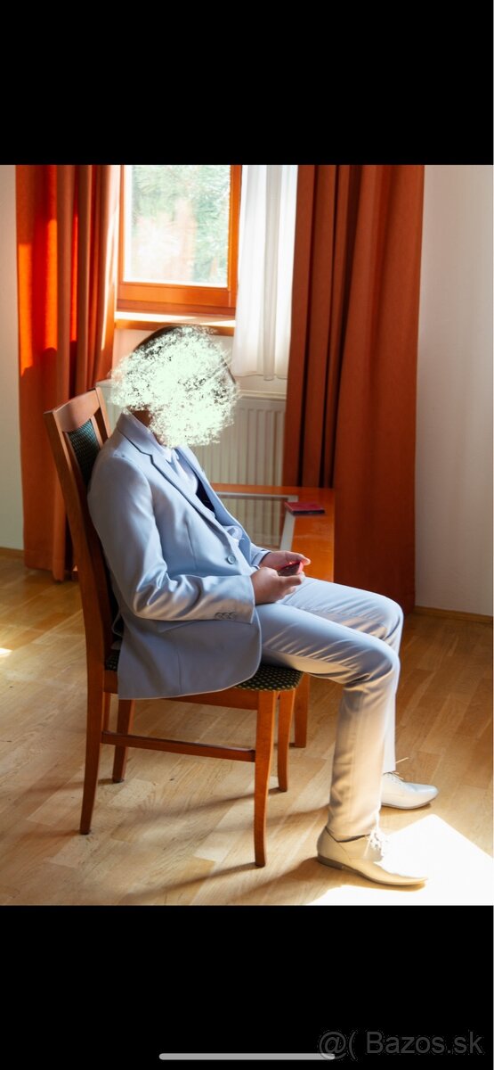 Detsky oblek s kravatou, košeľou, topanky - oblečený 1x