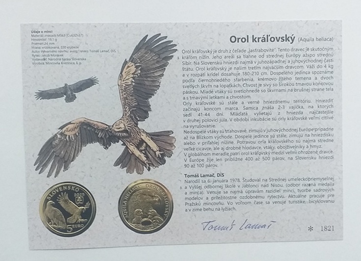 Autorská karta 5 € 2025 - Orol kráľovský rezervované