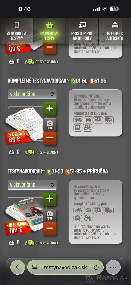 testy na autoškolu