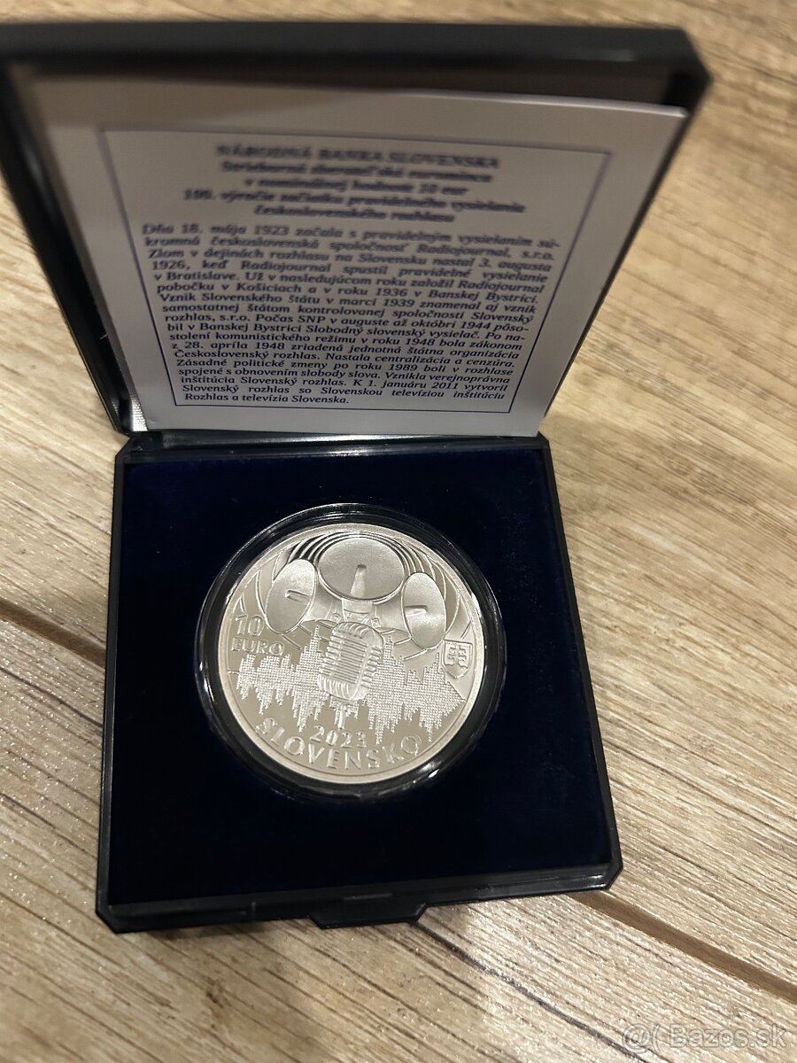 10€ strieborna slovenský rozhlas