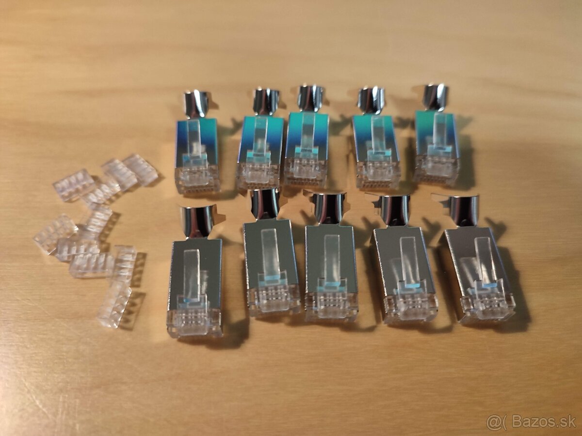 10x Konektor RJ45 tienený cat 6a/7 drôt STP