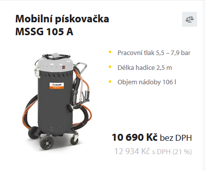 Mobilná pieskovačka s kompresorom