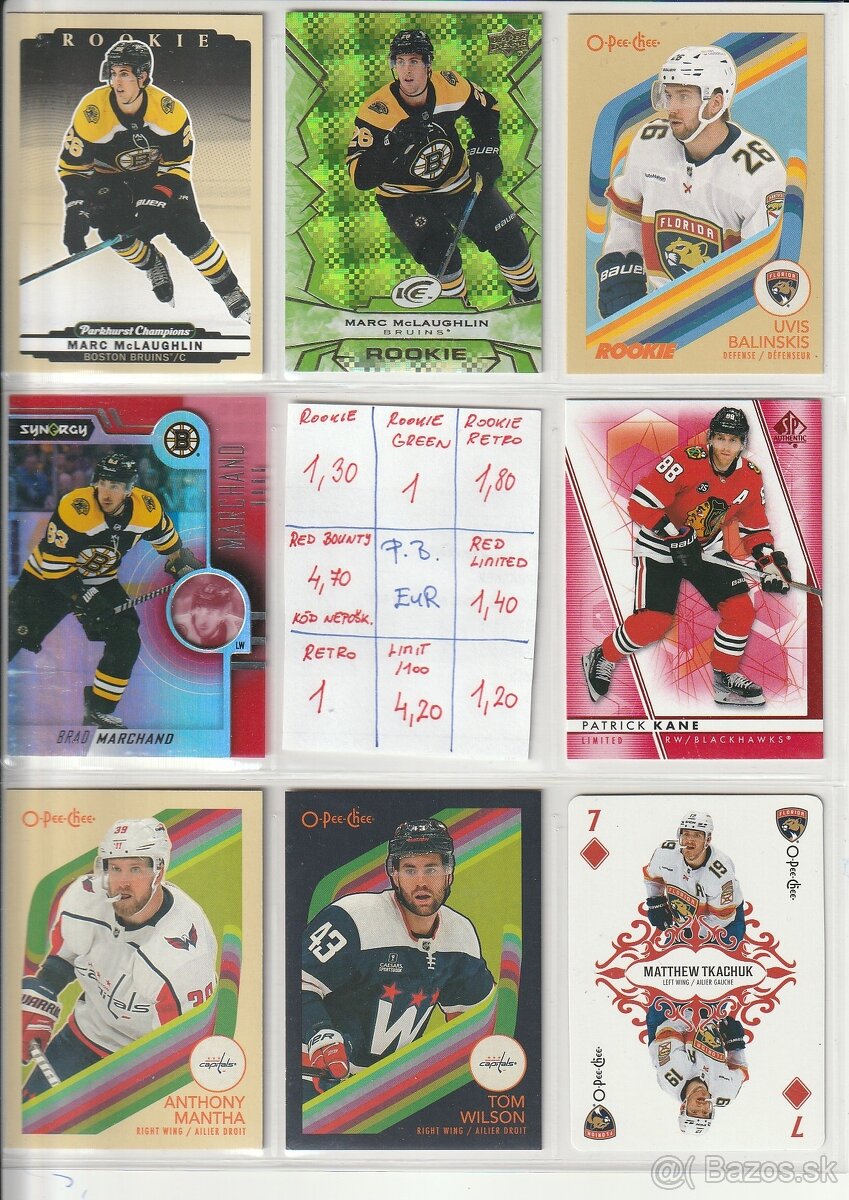 Hokejové kartičky - NHL - Slováci a mix.