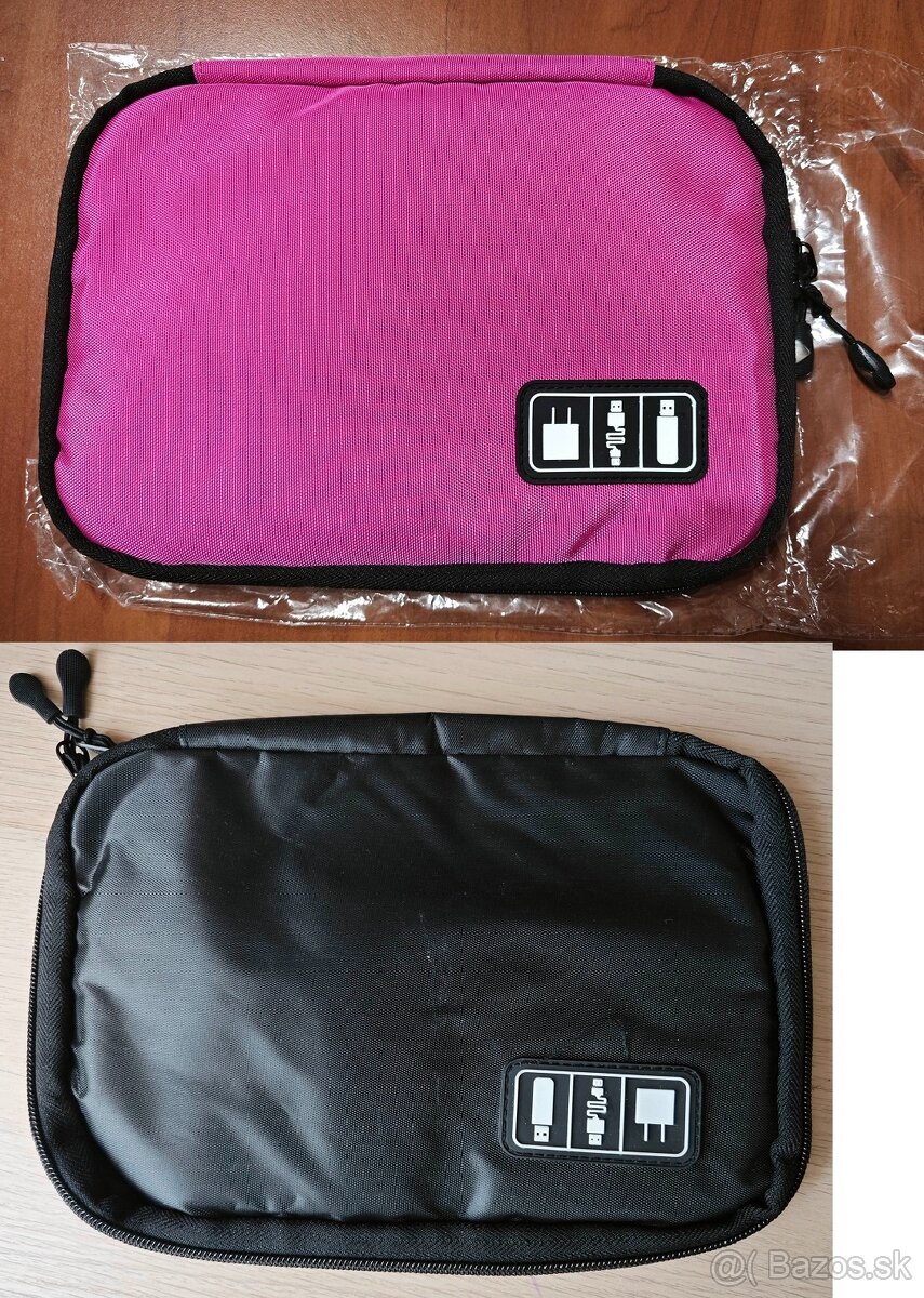 Taška/brašna na kable, nabíječky tablet nová rúžová/čierna