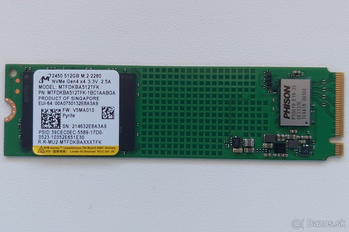Micron 2450 512GB Gen4 NVMe