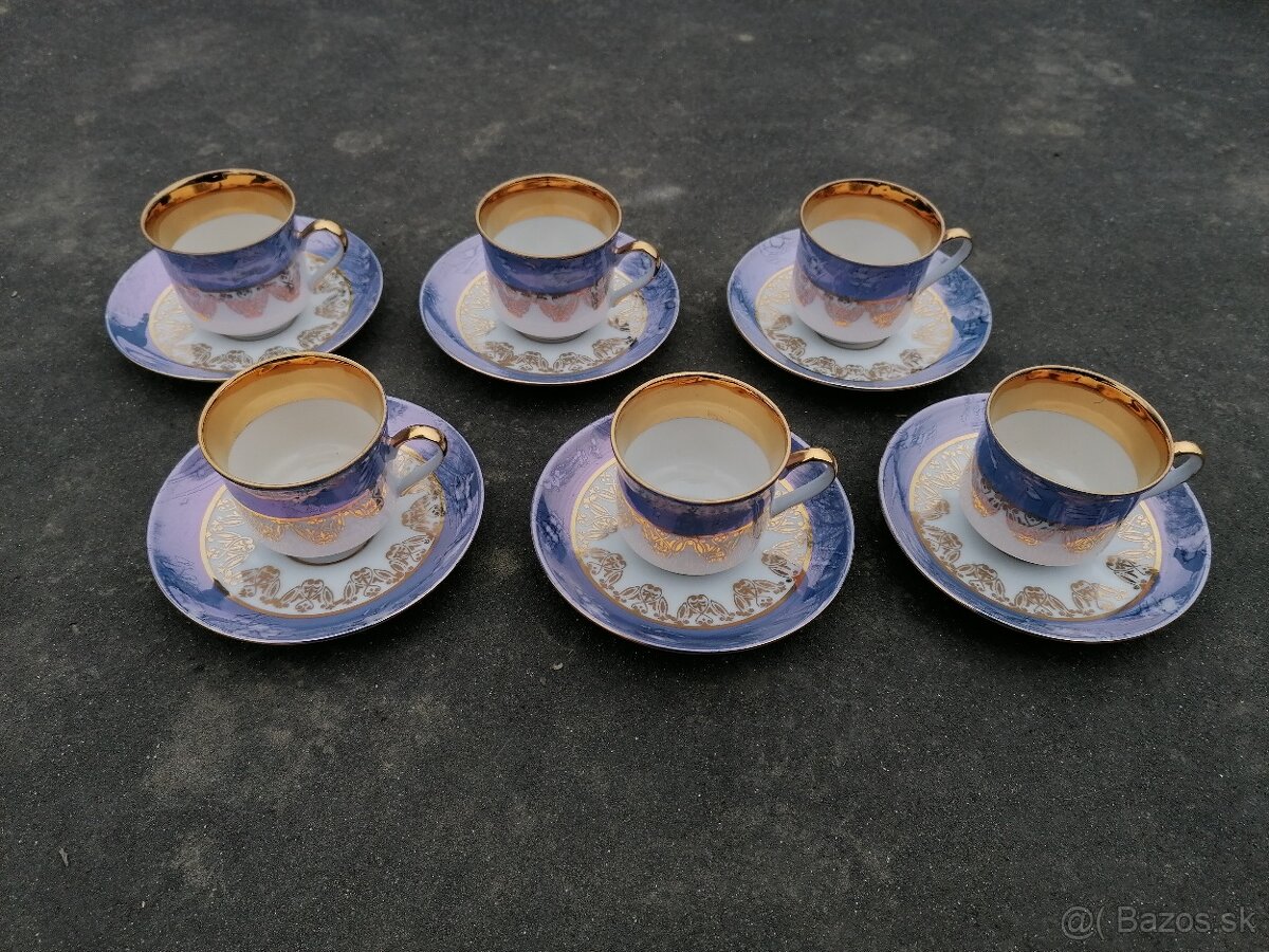 Predám zlato-modro-biela porcelánová sada