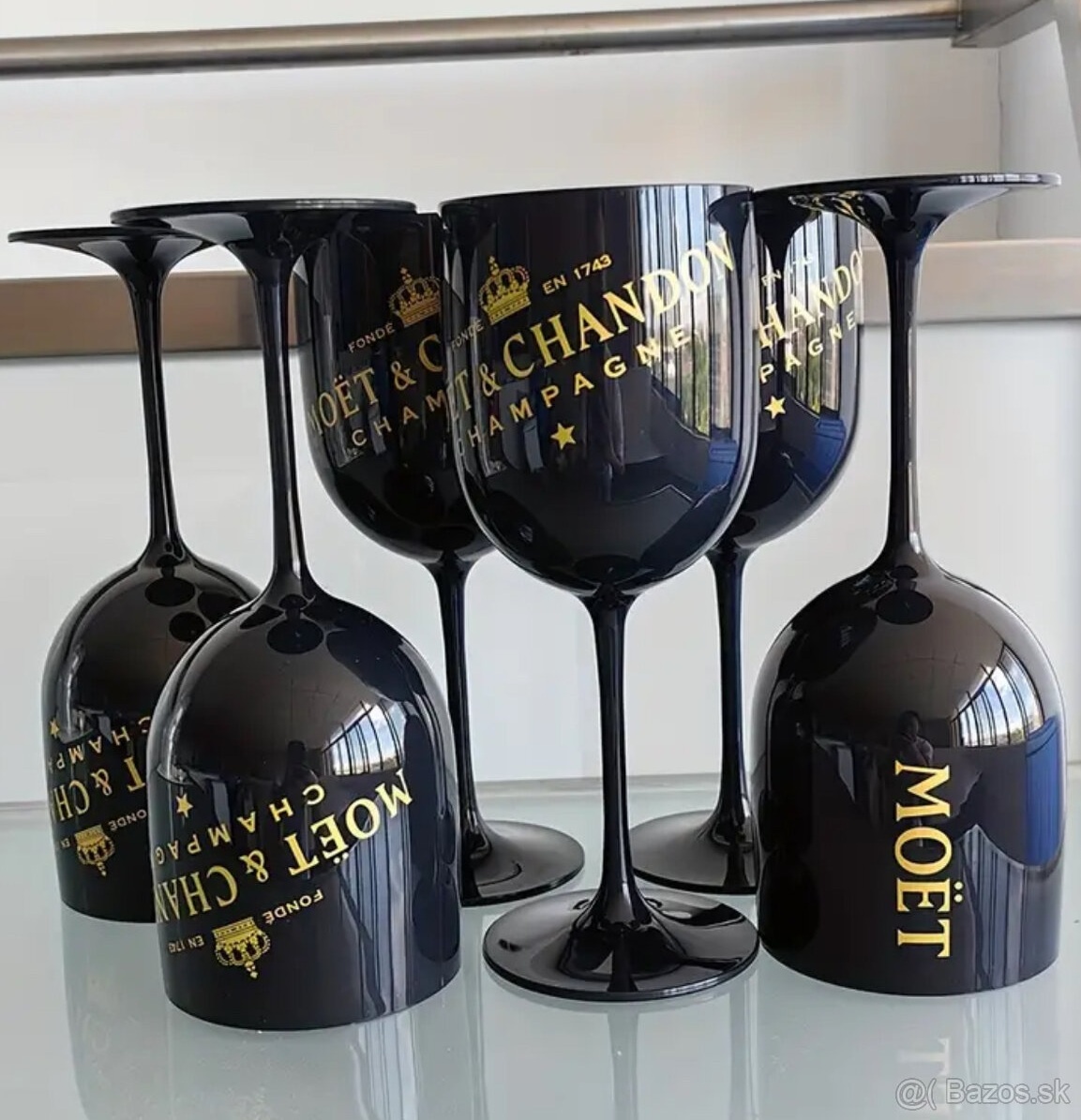 Moët&Chandon luxusne čierne poháre moet pohár, poháre