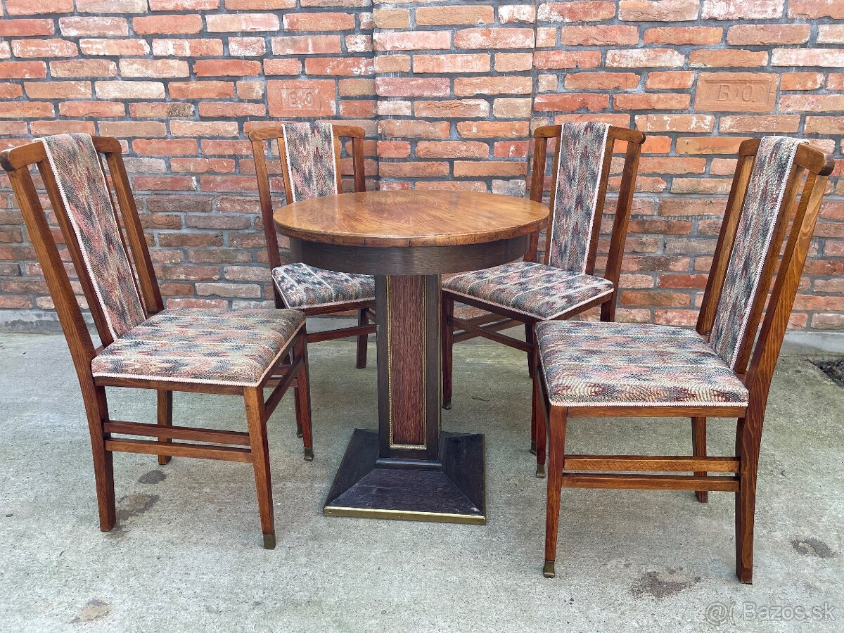 Art deco set 4 stoličky + stôl