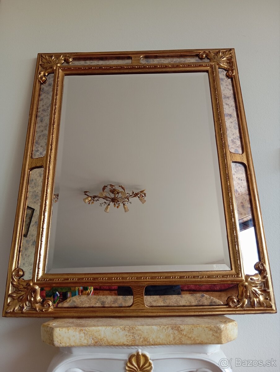 Krásne luxusné belgické zrkadlo 77x62