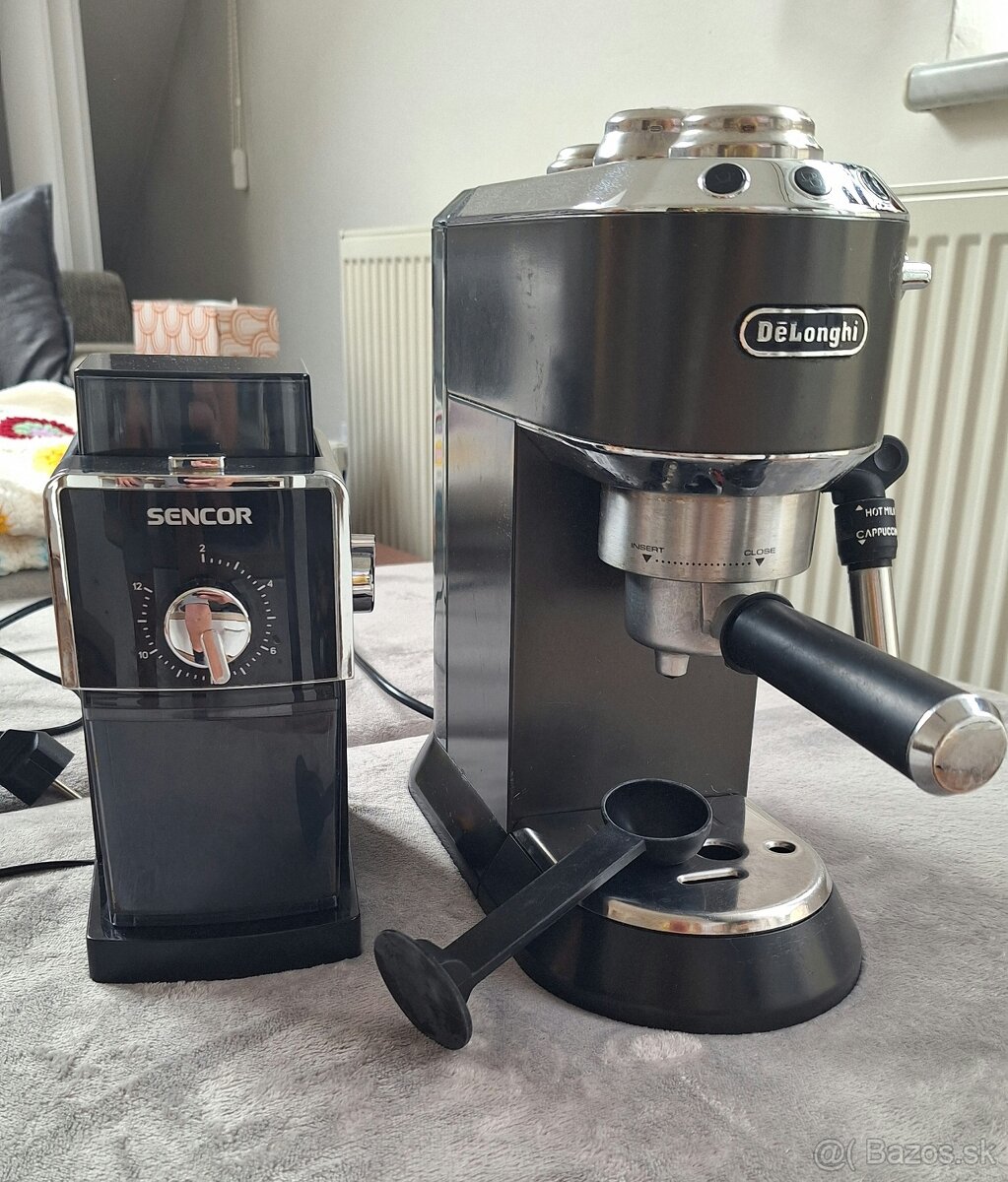 Pákový kávovar Delonghi + mlynček na kávu