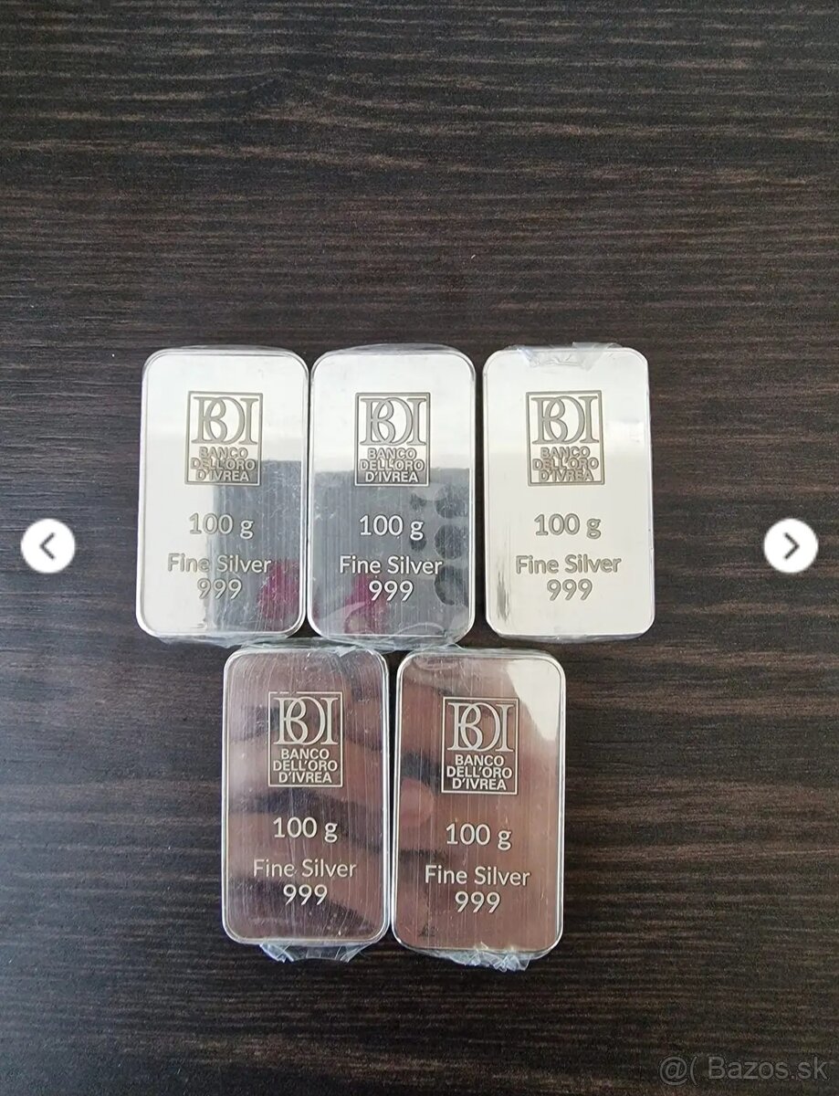 Strieborné tehličky 100 gramov