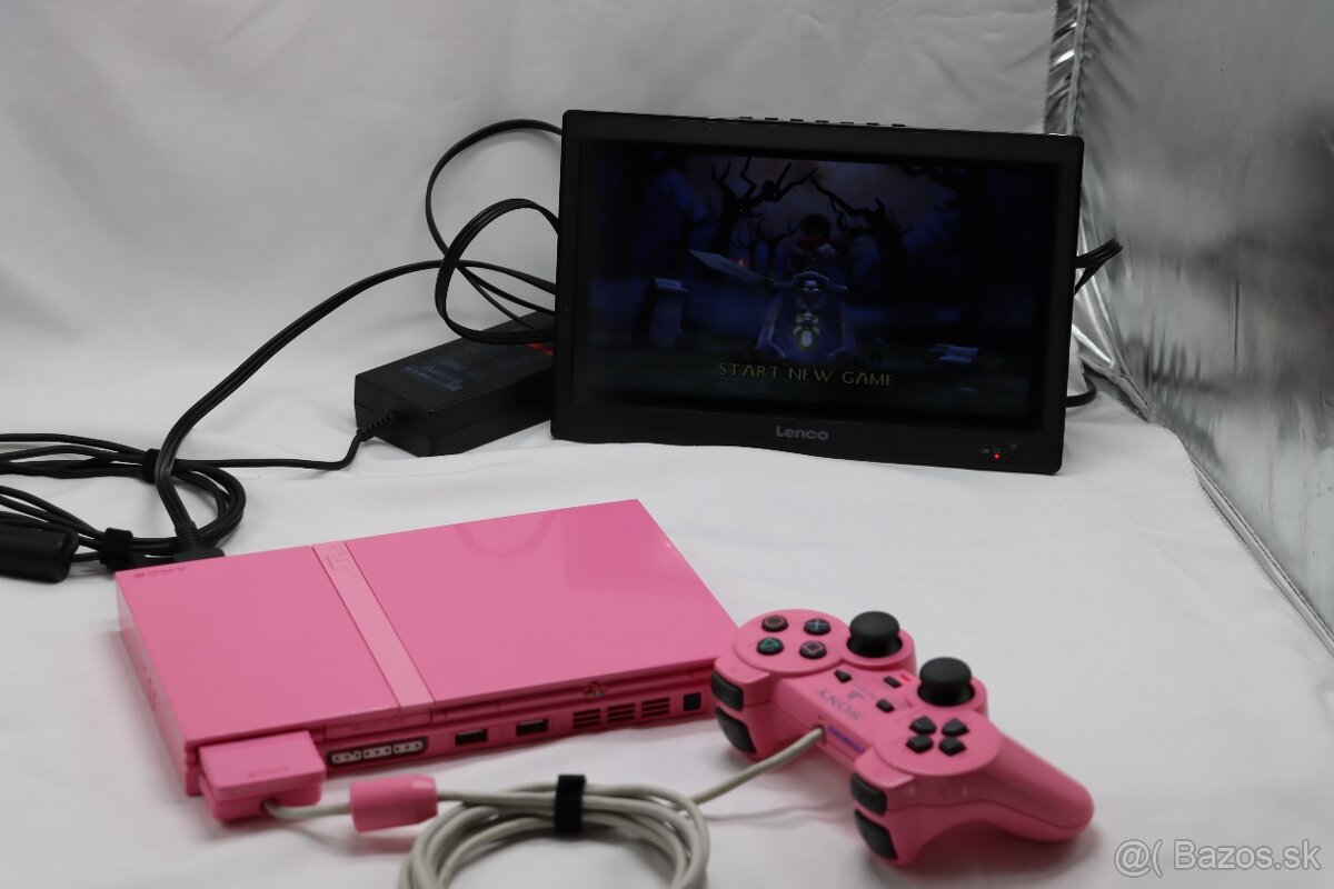 PS2 Slim Pink SCPH-77004 + originál ružový set