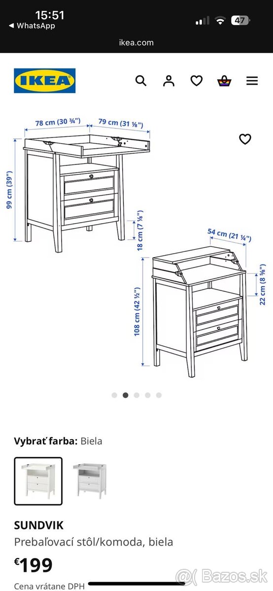 Prebalovací pult ikea