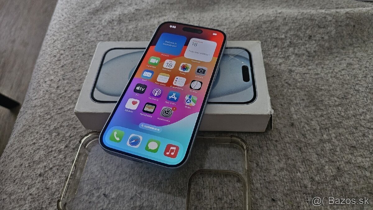 Predám apple Iphone 15, blue 128gb, super stav