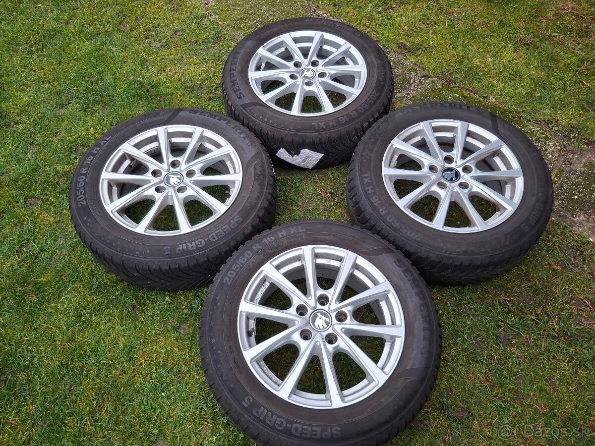 16" ALU 5x112 (škoda a iné) + zimné 205/60 r16 7,5mm TOP