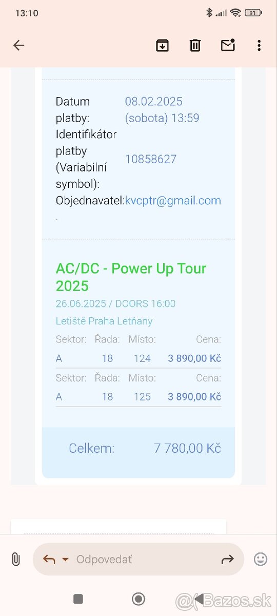 Predam listky na sedenie AC/DC Praha