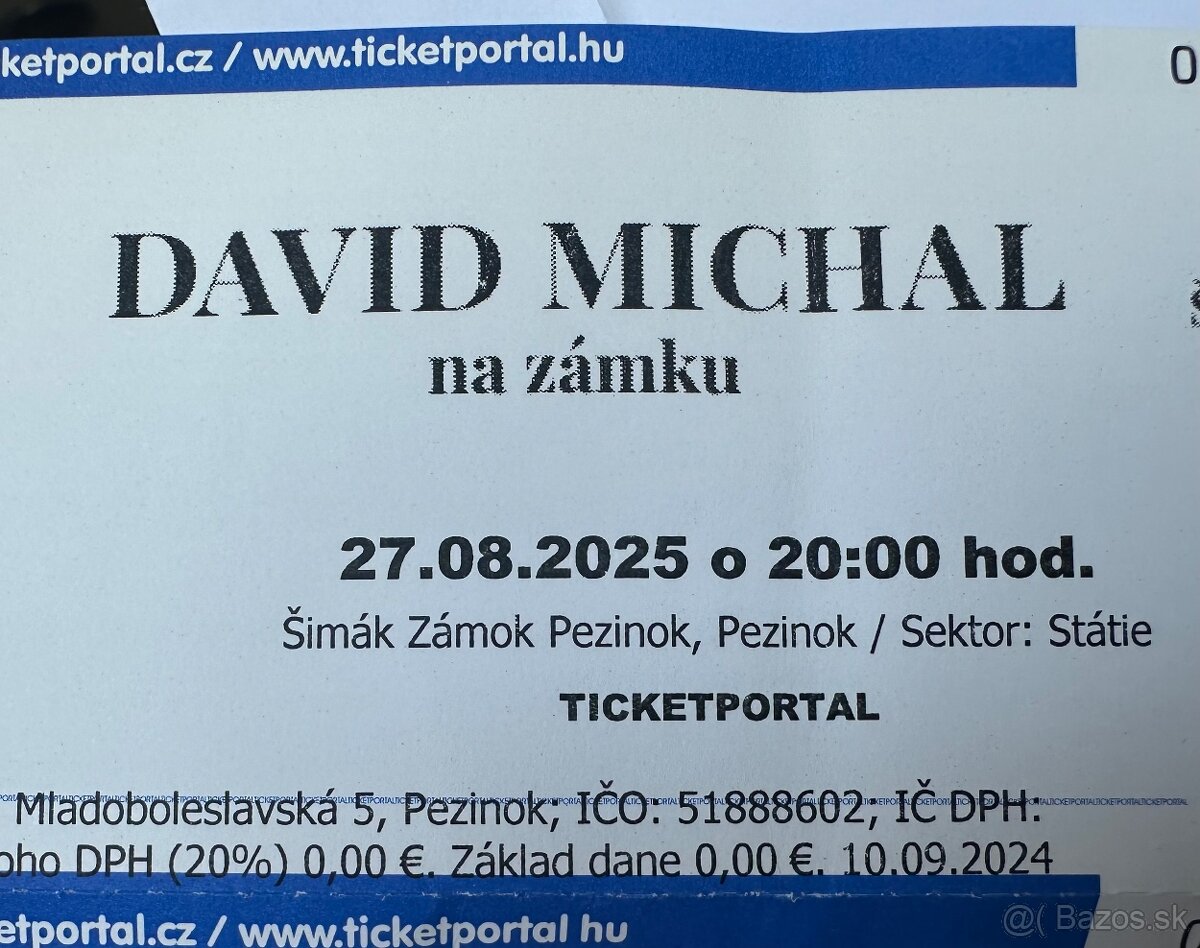 Michal David koncert Pezinok