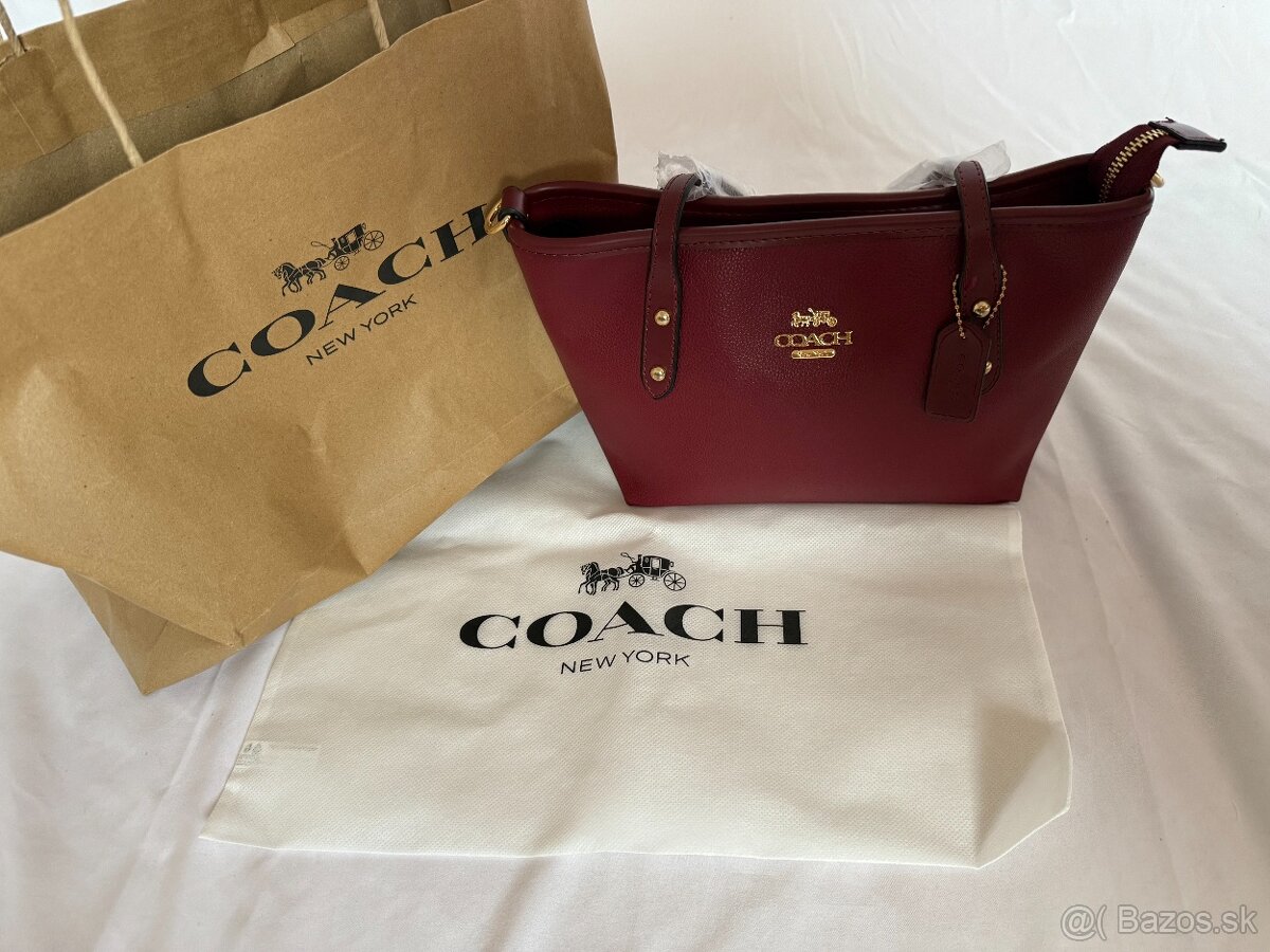 Coach burgundy tote bag
