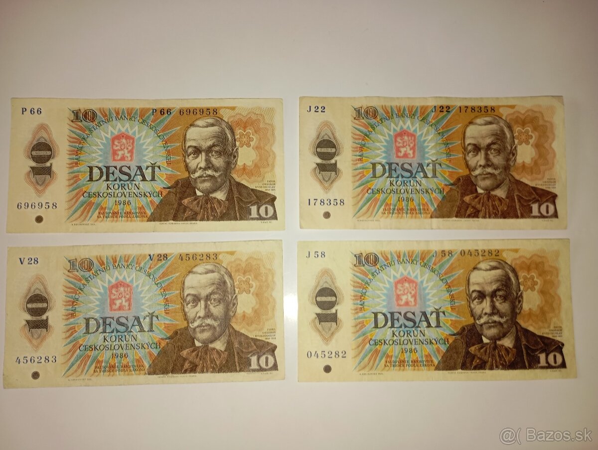 BANKOVKY 10 KČS 1986, VŠECHNY VYDANÉ SÉRIE