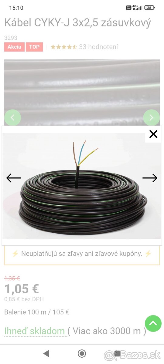 Predám cyky J 3x2;5 Nový zabalený