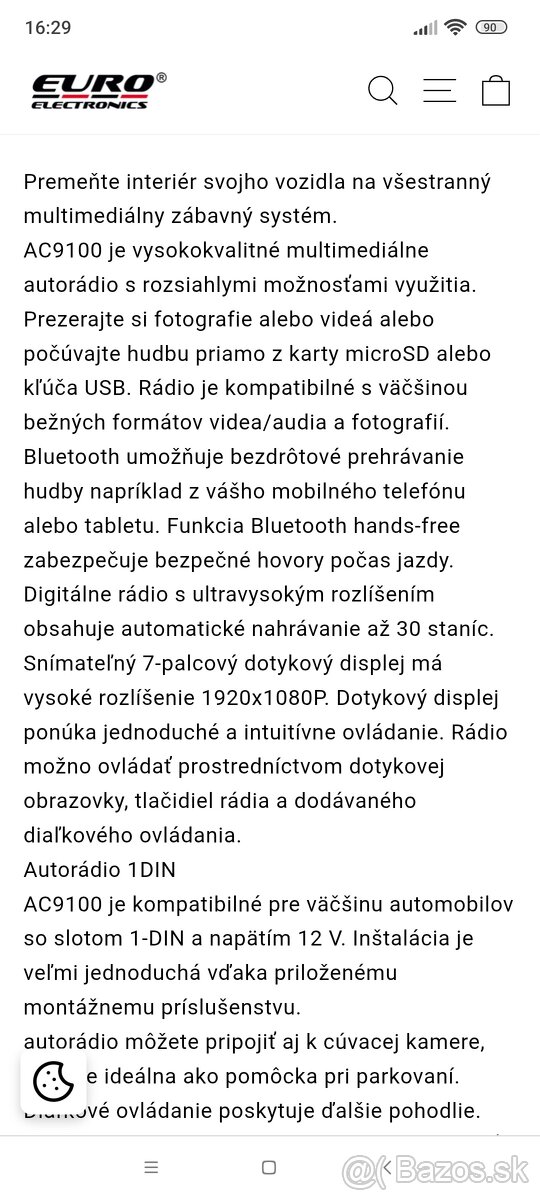 Autorádio LCD7" s vysúvacím dotykovým displejom