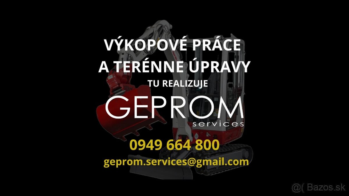 Komplexné výkopové a terenné práce, búracie práce kladivom