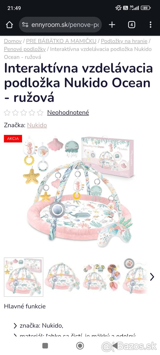 Interaktívna podložka Nukido Ocean - ružová