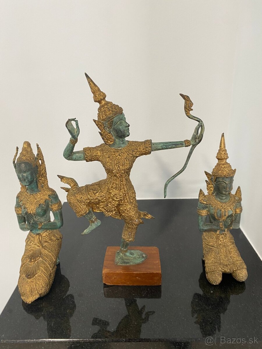 3 THAJSKÉ BRONZOVÉ SOŠKY PRINC RAMA + ANJELI TEPPHANOM