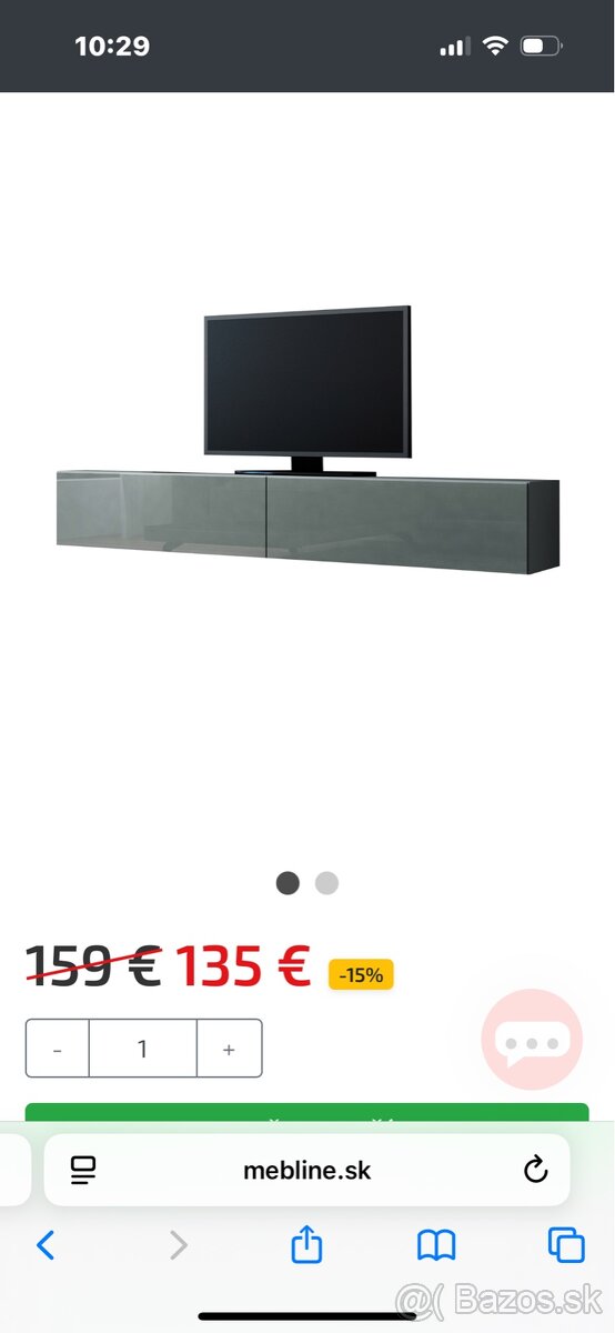 Šedý lesklý tv stolík