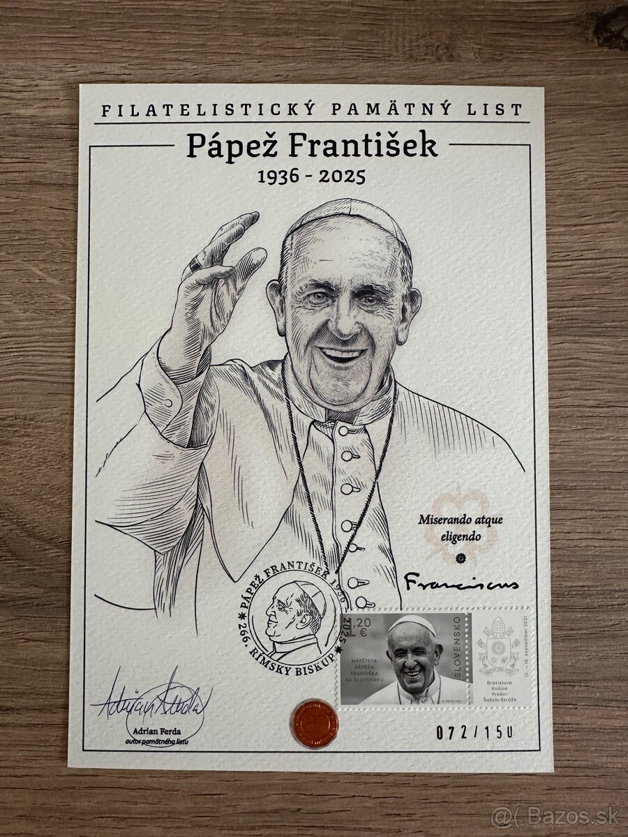 Pamätný list Pápež Frantíšek