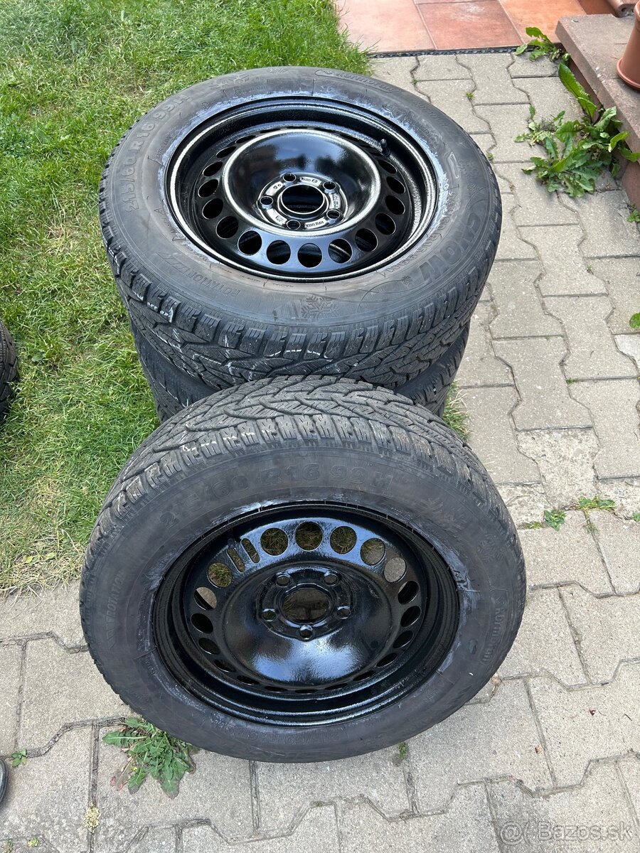 R16 Zimné pneu + plechové disky na Opel