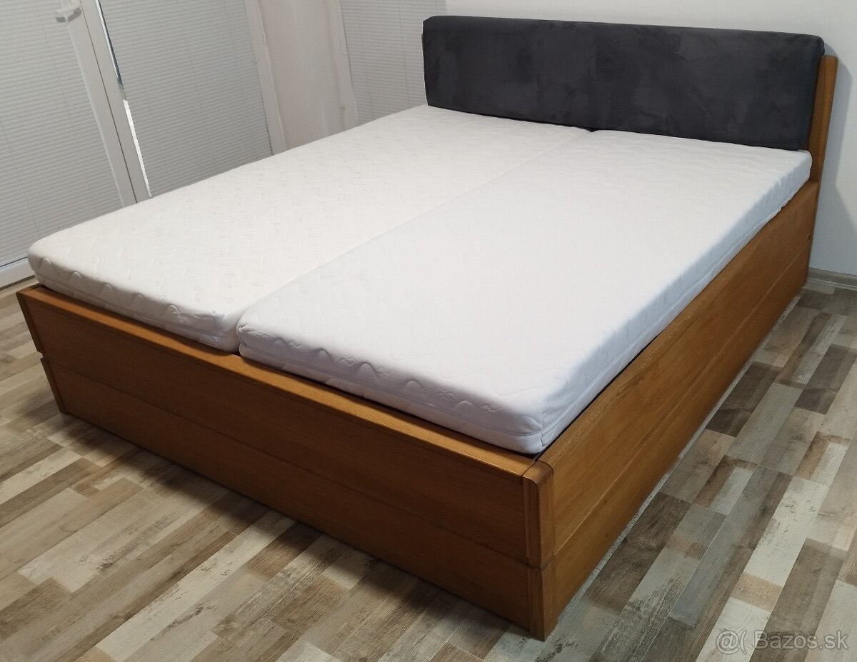 drevena polohovatelna manzelska postel 180x200x56 cm