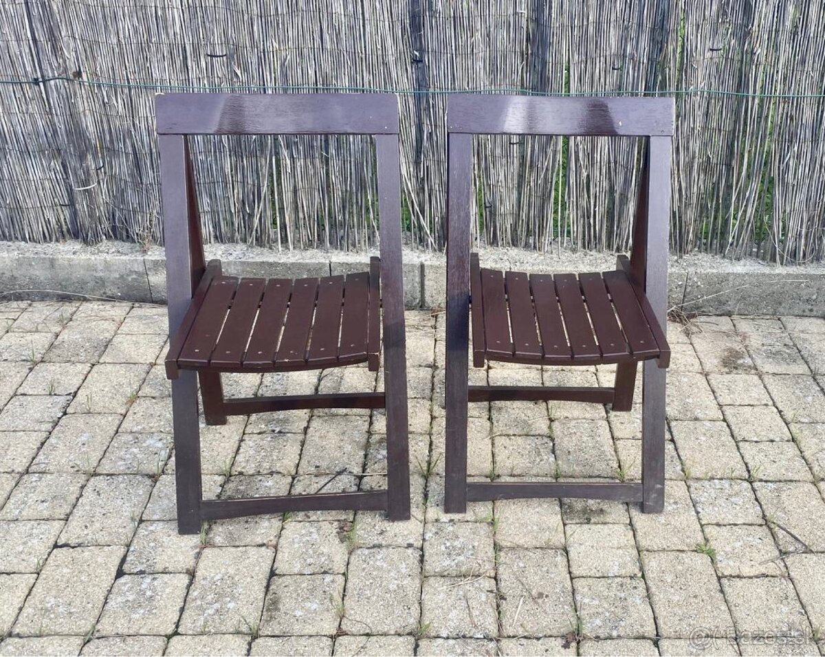 Skladacie stolicky a kempingovy stol retro vintage