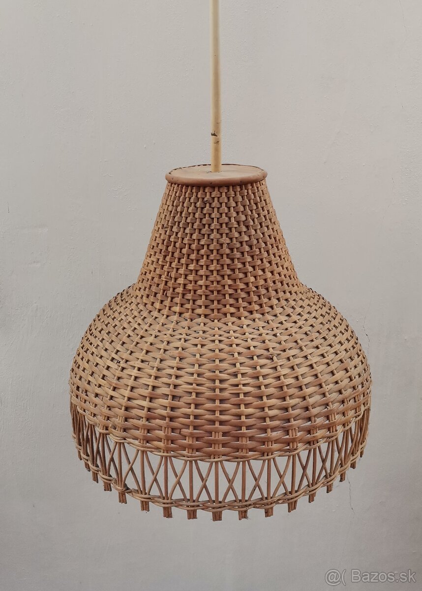 Retro pruteny pleteny luster lampa vintage