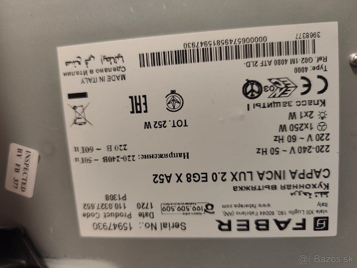 Faber Cappa Inca Lux 2.0 EG8 X A52