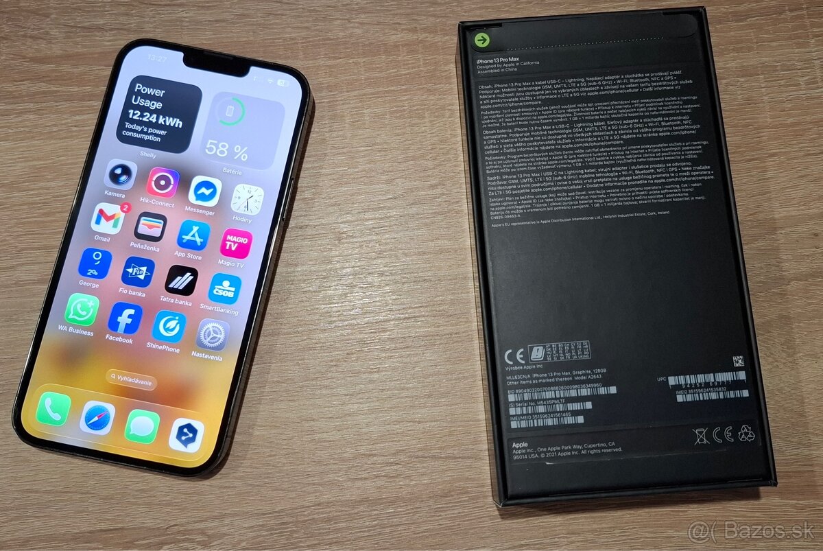 Predám iPhone 13 Pro Max – Graphite, 128GB, bez poškodenia
