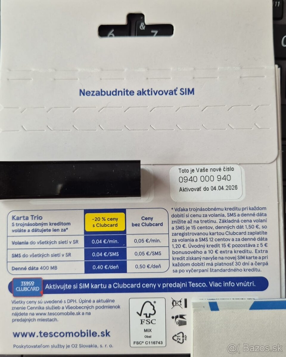 Telefónna Sim karta s pekným číslom.
