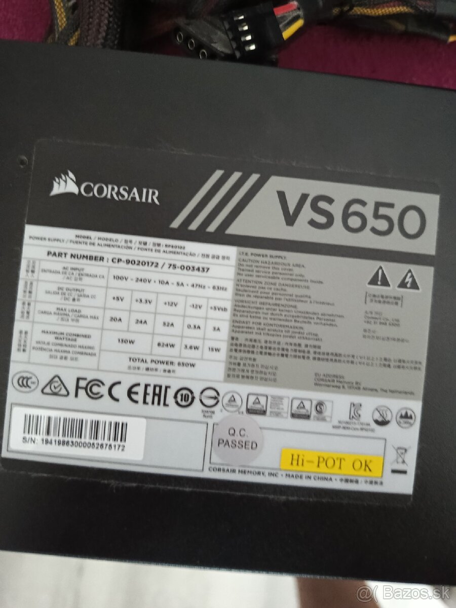 CORSAIR VS650W SILVER ZDROJ PC