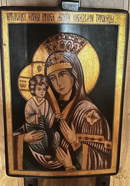 Starozitna pravoslavna ikona so stojanom malba na dreve