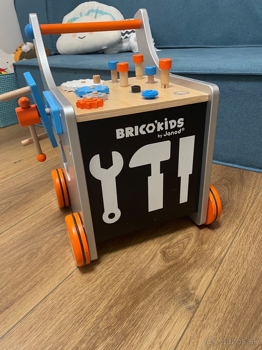 Janod BricoKids Chodítko a vozík s náradím
